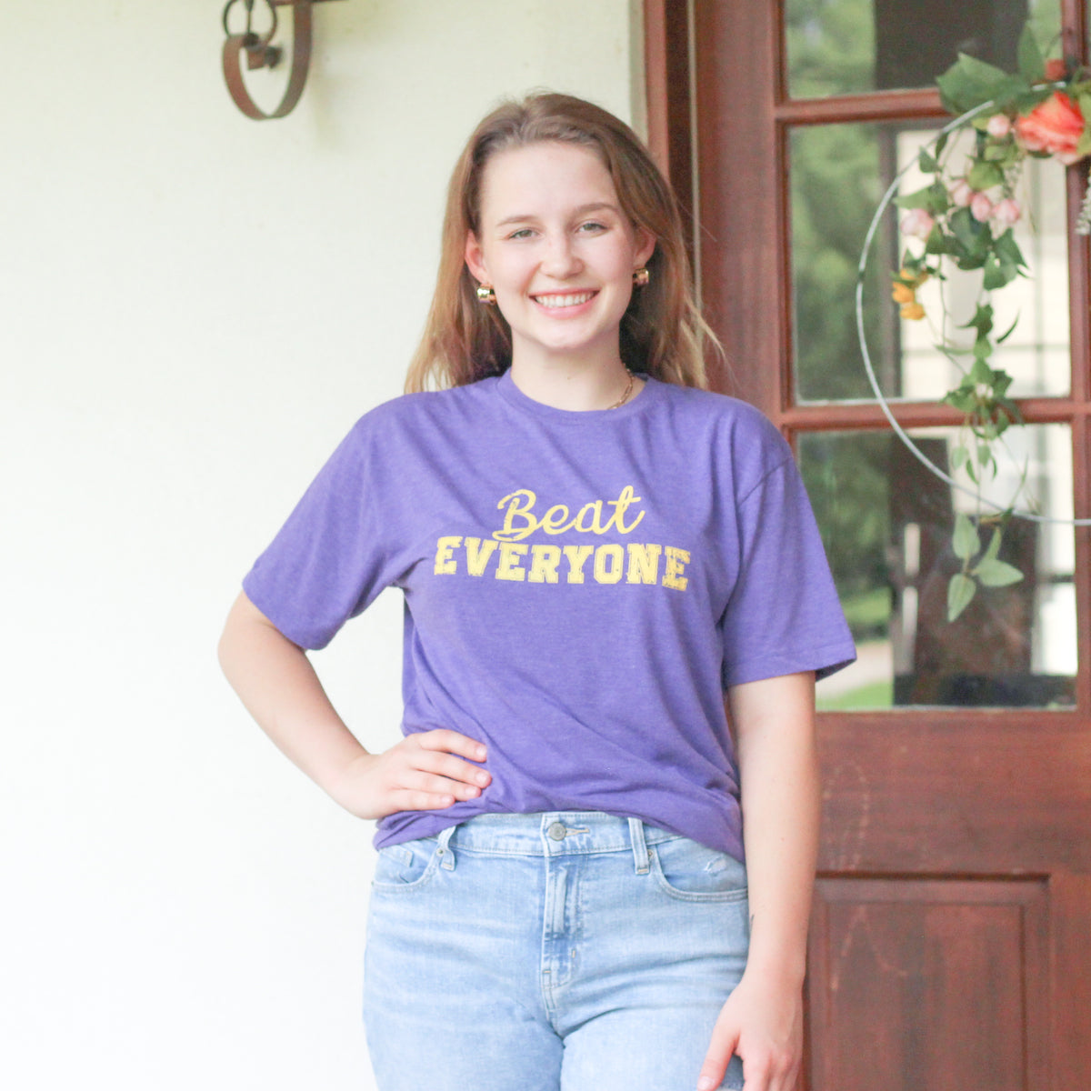 Beat Everyone Purple & Gold Tee