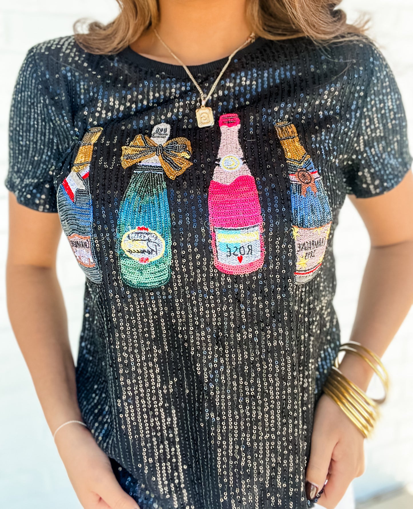 Champagne Sequin Top