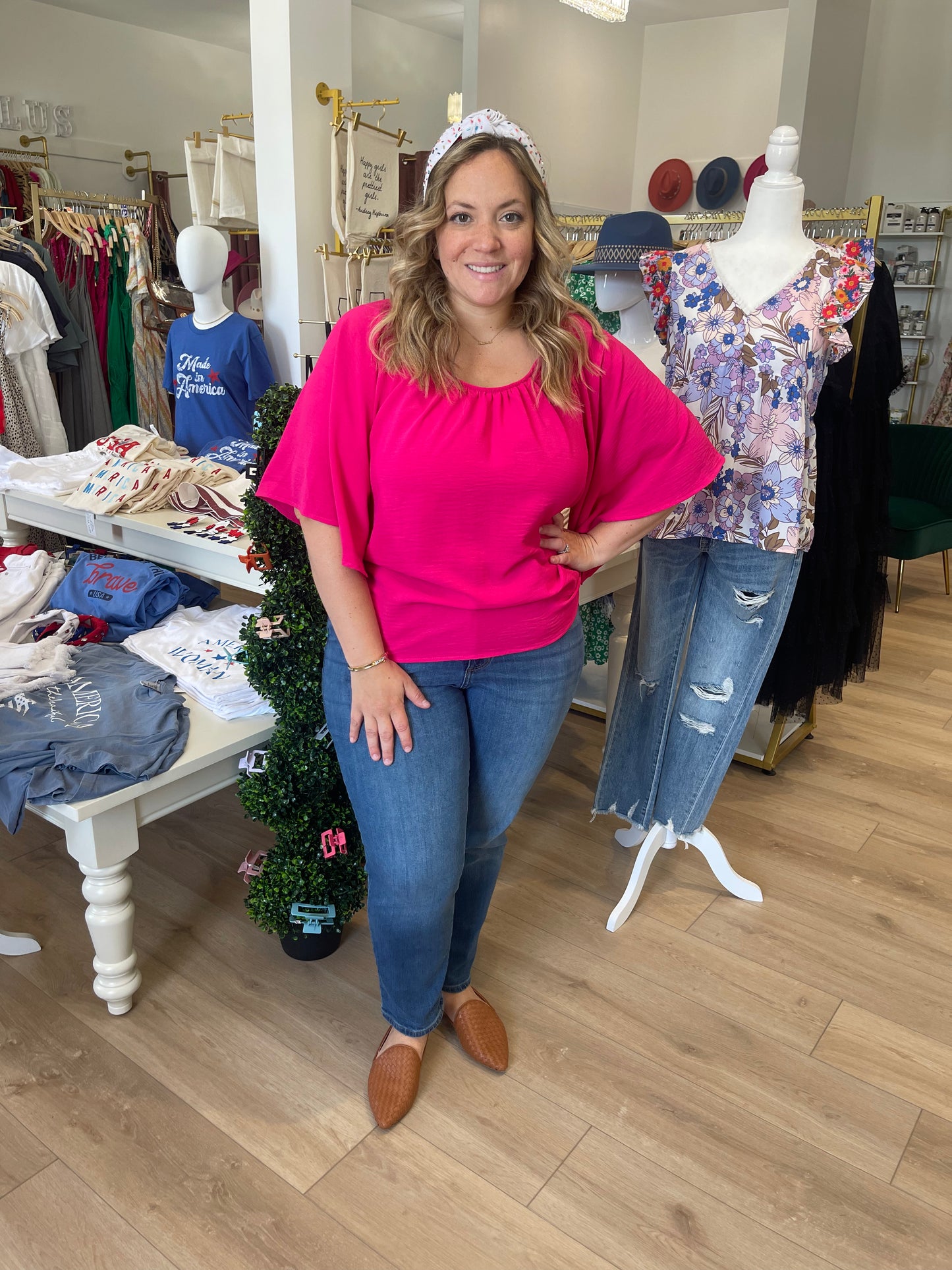 Round Neck Flowy Top