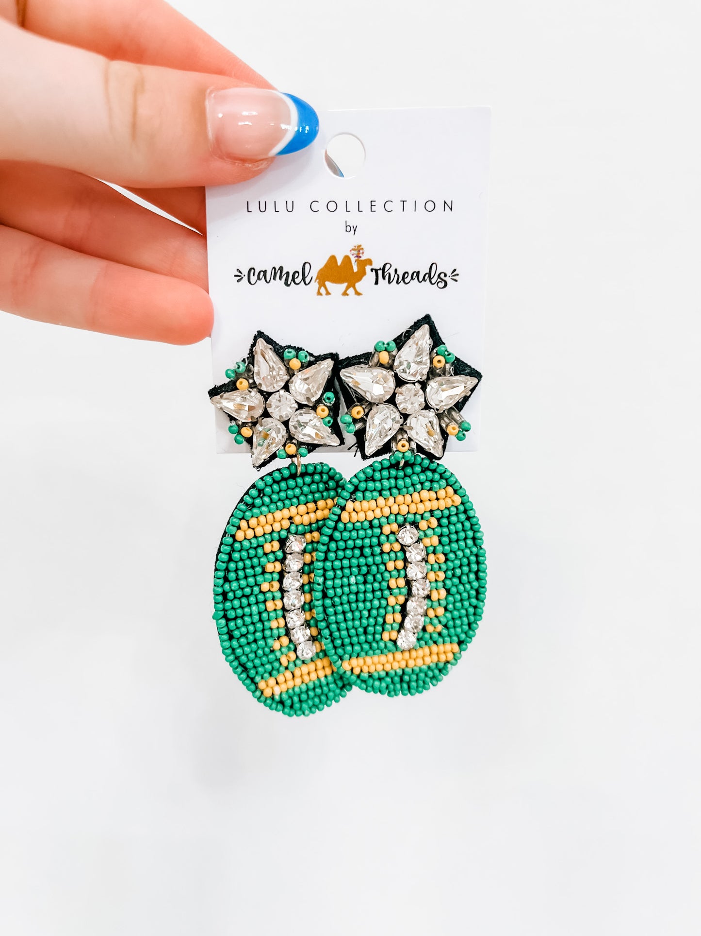 Green & Yellow Football Earrings