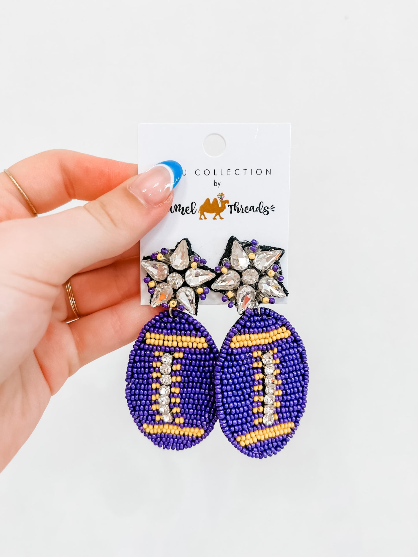 Purple & Gold Football Earrings