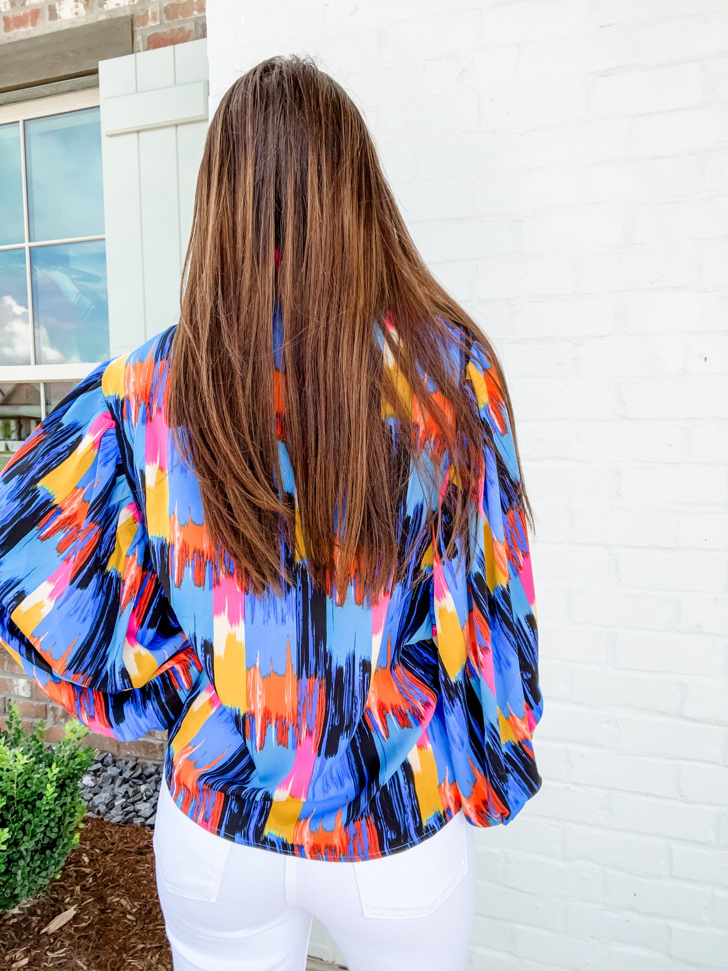 Printed Bubble Sleeve Shirt