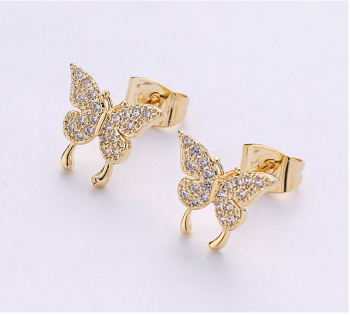 Small Crystal Butterfly Studs