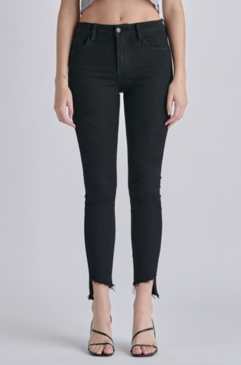 Mid Rise Crop Uneven Frayed Hem
