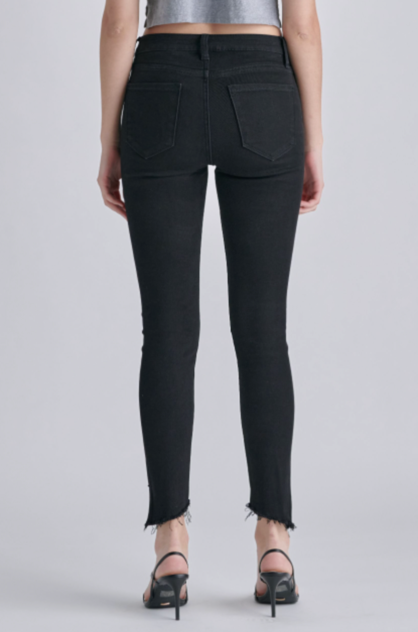 Mid Rise Crop Uneven Frayed Hem