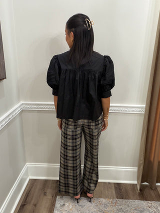 Blakely Plaid Wide-Leg Pants