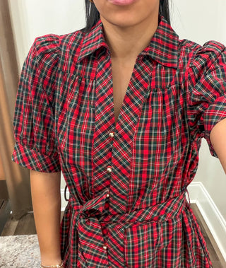 Noelle Tartan Belted Mini Dress