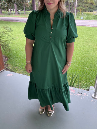Emerald Grace Midi Dress