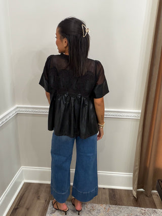 Midnight Muse Mixed-Media Top