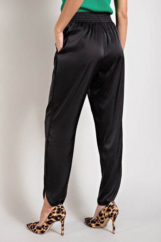 Ruched Ankle Luxe Satin Joggers