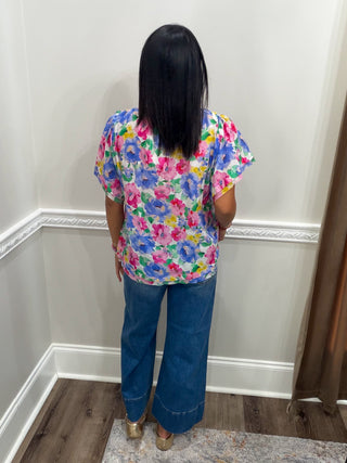 Lillian Watercolor Floral Blouse