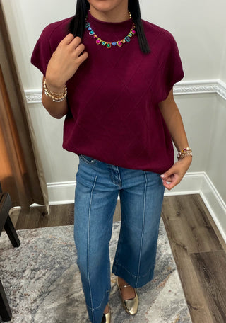 Ellison Diamond Knit Sweater Top