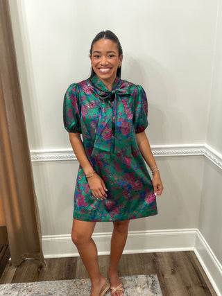 Vivienne Jacquard Bow Mini Dress