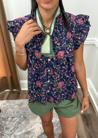 Rosalie Floral Pintuck Blouse