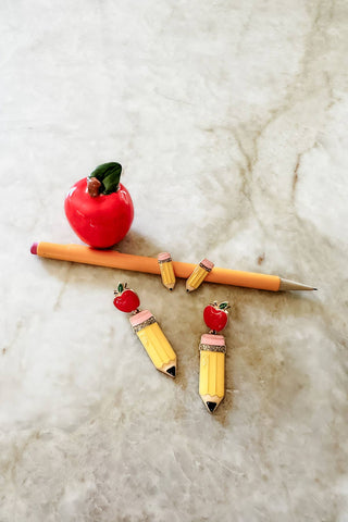 #2 Pencil Enamel Stud Earrings in Yellow