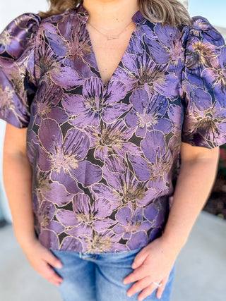 The Lucia Metallic Floral Top