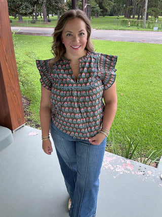 Meadow Bloom Ruffle Blouse