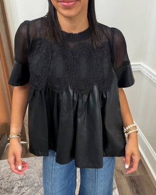 Midnight Muse Mixed-Media Top