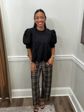 Blakely Plaid Wide-Leg Pants