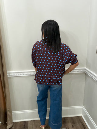 The Bristol Polka Dot Peplum Top