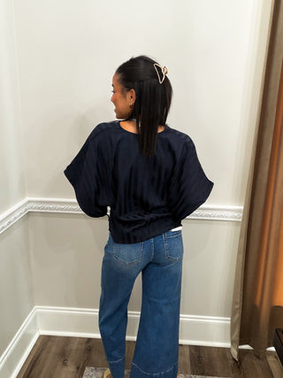Marina Striped Tie-Sleeve Top
