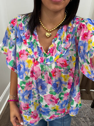 Lillian Watercolor Floral Blouse