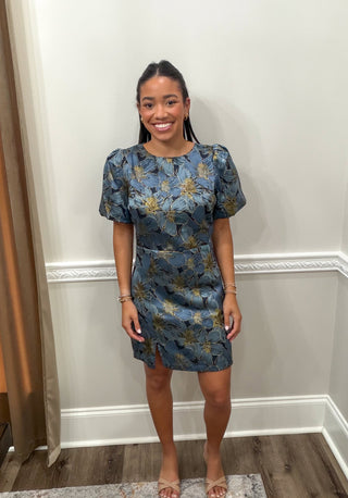 Astoria Metallic Floral Mini Dress