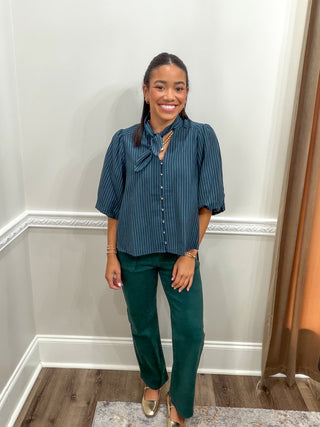 The Camille Striped Bow Blouse
