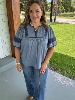 Auden Embroidered Flutter Blouse