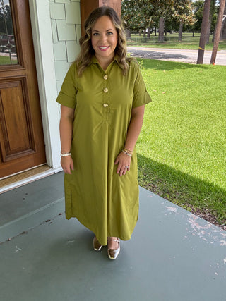 Madeline Jeweled Button Midi Dress