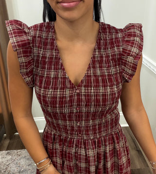 Harlow Plaid Button-Front Midi Dress