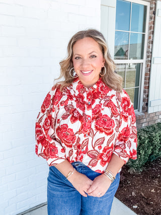 Brick Floral Blouse