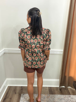 Camellia Floral Puff Sleeve Blouse