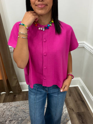Tatum Button-Front Sweater Top