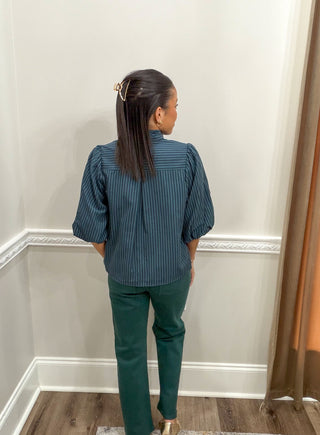 The Camille Striped Bow Blouse