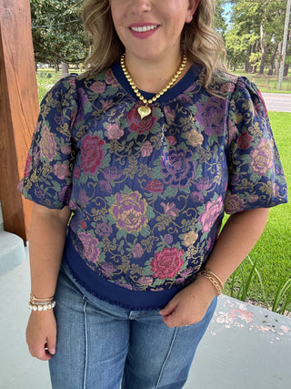 Genevieve Floral Jacquard Top