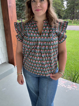 Meadow Bloom Ruffle Blouse