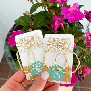 White Sequin Sunburst Hoops