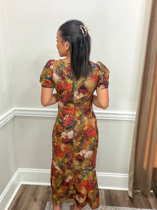 Vesper Floral Twist-Front Midi Dress