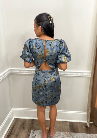 Astoria Metallic Floral Mini Dress