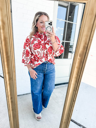 Brick Floral Blouse