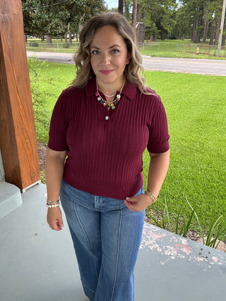 Monroe Pointelle Polo Knit