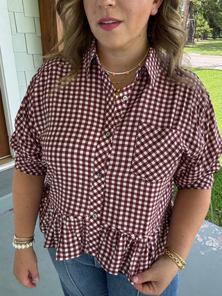 The Savannah Gingham Peplum Top