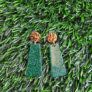 Mia Mini Earrings - Green Glitter // Game Day