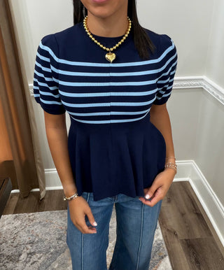 Luxe Line Peplum Sweater Top