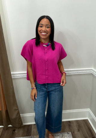 Tatum Button-Front Sweater Top