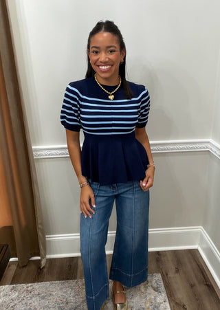 Luxe Line Peplum Sweater Top