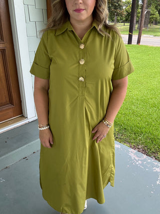 Madeline Jeweled Button Midi Dress
