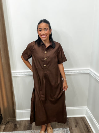 Madeline Jeweled Button Midi Dress