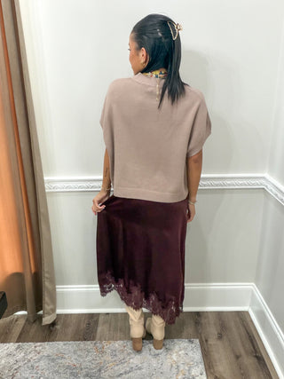 Bordeaux Lace Midi Skirt